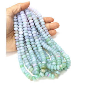 ลูกปัดโอปอลสีเขียวลาเวนเดอร์ทรงรอนเดล: คุณภาพ AAA, 7-10 มม., 7.5/15 นิ้ว - Product Image 2