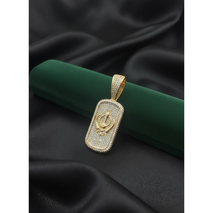 Iced Out Khanda Hip Hop Pendant Rose Gold Religious Charm with 14K Gold Plating and Rhodium Finish - Product Image 1