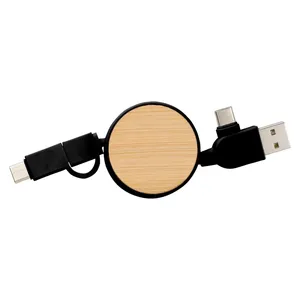 Set di Cavi Personalizzati Jared in ABS e Bambù, Gadget USB Promozionali - Product Image 2