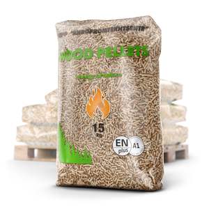Granulés de bois 2024, sciure de bois, Pologne |   Sacs de 15 kg |   Usine de granulés de bois pour système de chauffage, humidité 6,4 %, densité 7 - Product Image 1