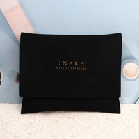 Pochette en velours noir avec logo personnalisé, pour emballer des livres, des sacs anti-poussière, pochette en velours de luxe à rabat, pochette en tissu pour bijoux