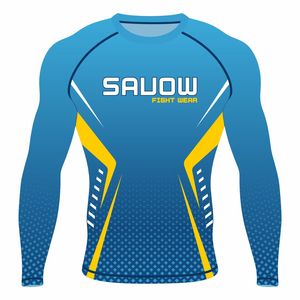เสื้อรัดกล้ามเนื้อแบบซับลิเมชั่นสำหรับผู้ชาย ผลิตจากวัสดุน้ำหนักเบา แห้งเร็ว เหมาะสำหรับกีฬา MMA BJJ โต้คลื่น และฟิตเนส - Product Image 1
