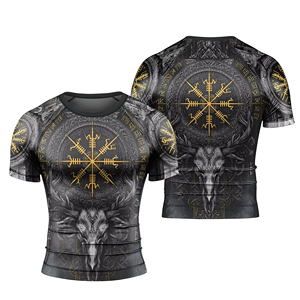 Rashguard personnalisé en spandex anti-UV pour hommes, protection solaire UPF 50+, manches courtes, pour Jiu Jitsu, BJJ, MMA, maillot de compression - Product Image 1