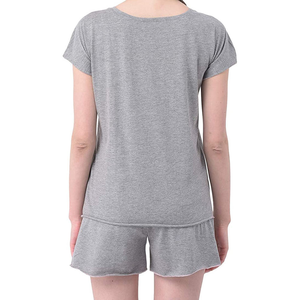 Workout Exercise Tee <b>Shirt</b> <b>Shorts</b> Two Piece Ladies High Quality Summer Tee Top <b>Shorts</b> <b>Sets</b> 100% Organic Cotton <b>Shorts</b> <b>Sets</b> <b>Women</b> - Product Image 2