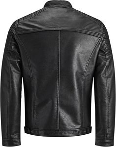 Fashion Winter Winter Mens Leather Jacket Men Fashion Motorcycle Leather Jacket <b>Cool</b> Zipper Pockets Leather Coats Clothing - Product Image 3