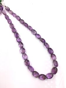 Cuentas Ovaladas de Amatista Natural con Corte Checker para la Elaboración de Joyería Fina, Collar de Piedras Preciosas - Product Image 5