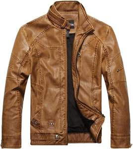 เสื้อแจ็กเก็ต PU แบบสลิมปกตั้งสำหรับผู้ชาย,สไตล์เกาหลี - Product Image 2