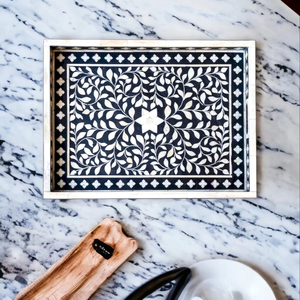 Plateau décoratif en incrustation d'os Plateau en os artisanal Plateau en incrustation d'os indien - Product Image 1