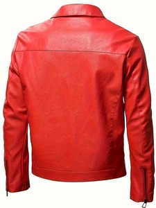 Veste de motard légère et décontractée pour hommes Veste d'extérieur vintage en cuir véritable motif de lettres en toile pour motocyclette Veste en cuir pour hommes - Product Image 2