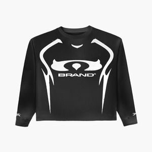 T-shirt à manches longues en coton 240 GSM de haute qualité, imprimé graphique streetwear violet, logo personnalisé, 100% coton, coupe ample pour homme - Product Image 5