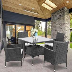 Meubles de patio Table et chaises en rotin Lot de 4, jardin Ensemble de salle à manger décontracté pour 4, ensemble de meubles de patio minimalistes modernes - Product Image 3