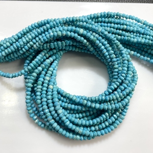 Cuentas facetadas de turquesa natural con forma de Rondelle, cuentas diminutas de piedras preciosas reconstituidas para la fabricación de joyas - Product Image 2