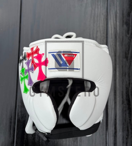 Ensemble de boxe bleu personnalisable de haute qualité en cuir de vache véritable avec fermeture à lacets, gants d'arts martiaux à doigts complets - Product Image 2