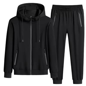 Ensemble de survêtements à capuche personnalisés 2 pièces pour hommes et femmes - Unisexe 100% coton Taille élastique Vêtements de sport - Product Image 1