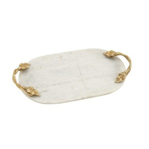 Newest Arrival Design White <b>Marble</b> <b>Tray</b> with Metal Handle Wholesale New Design Handmade <b>Marble</b> Table Serving <b>Tray</b> - Product Image 2