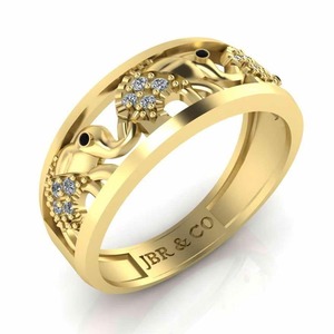 Offre spéciale diamant rond plaqué or 925 argent sterling bonne chance éléphant bague de mariage pour les femmes au prix de gros - Product Image 5