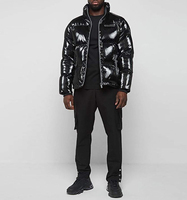 Blouson matelassé réversible en nylon 100% imprimé en relief pour homme, coupe régulière, chaud et isolant, col rabattable, à capuche, pour l'hiver