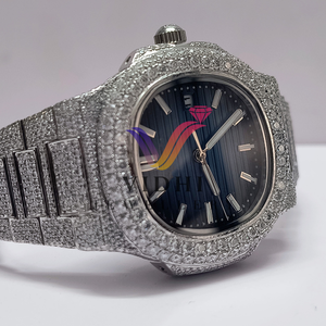 Relojes de lujo Moissanite Diamond para hombre y mujer, mecánicos personalizables, de acero inoxidable, oro blanco, cuero, silicona, agua - Product Image 1