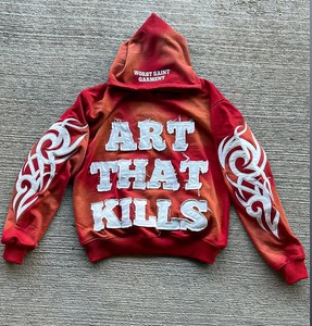 Conjunto de Chándal Personalizado con Bordado Desgastado, 100% Algodón, Cortavientos, Oversize, Hombros Caídos, Estilo Urbano, Sudadera con Capucha Lavado Ácido - Product Image 3