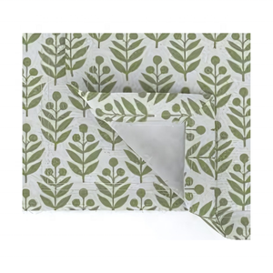 Set de table rectangulaire en coton et jute vert motif feuilles 30x45cm, léger, certifié GOTS, prêt pour le marché de gros en Inde - Product Image 1