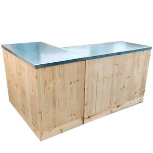 Mostrador de Recepción de Madera Natural con Superficie de Acero Galvanizado - 120 x 60 cm para Tienda Minorista - Product Image 4