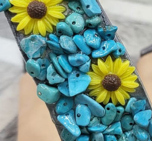 Equestrian Horse Aluminium Offset Stirrups Pair Fascinating With Turquoise Pebble <b>Stones</b> Multi Custom Design Horse Stirrups - Product Image 6