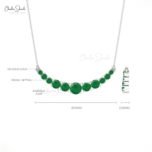 Collar de piedras preciosas de Esmeralda natural 14K oro sólido hecho a mano facetado 4mm collar de piedra de corte redondo joyería de boda mayorista - Product Image 2