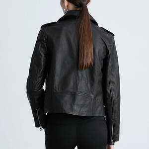 Veste de Moto en cuir noir classique pour femmes Best Wear Slim Fit Faux veste de motard en cuir véritable pour femmes - Product Image 3
