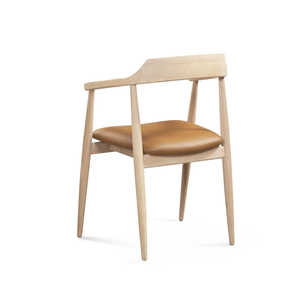 Chaise de salle à manger en rotin moderne avec accoudoirs incurvés en teck massif, chaise de style scandinave nordique pour restaurant, café, hôtel - Product Image 4