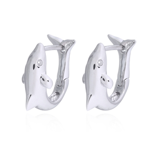 Boucles d'oreilles créoles dauphin modernes en argent sterling avec fermeture à charnière - Product Image 1