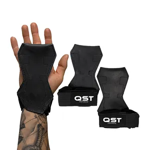 Weight Lifting Grips for Heavy Powerlifting Deadlifts Pull Ups with Neoprene Padded Wrist Wraps Support Strong Rubber Gloves