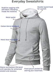 Sudadera con Capucha de Pesca para Hombre, Ligera, de Manga Larga, con Bolsillo Tipo Canguro, Corte Ajustado, Informal - Product Image 2