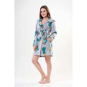 Bata corta con capucha de forro polar para mujer con bolsillos, sudaderas cómodas - Product Image 4