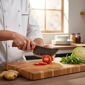 Cuchillo de Cocina Tipo Cleaver de Acero al Carbono de 9 Pulgadas Hecho a Mano con Funda de Cuero Única, Mango Hermoso y Personalizable - Product Image 2