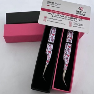 Haute Qualité Meilleure Conception Papier Revêtement 45 Degrés Argent Pointe Courbe Extension De Cils Pince À Épiler En Acier Inoxydable Beauté Instruments - Product Image 5
