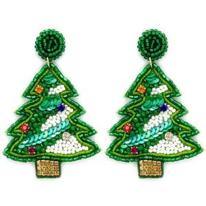 Joyería Festiva Navideña Personalizable con Bordado de Cuentas de Semillas de Árbol de Navidad, Diseños Hechos a Mano - Product Image 1
