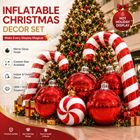 Décorations de Noël gonflables géantes en forme de canne à sucre, ensemble de boules miroir, décorations de vacances personnalisées pour les centres commerciaux, les hôtels et les événements