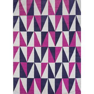 พรมขนสัตว์ทำมืออัลฮัมบรา สีชมพูและสีม่วง ทอลายเรียบแบบเรขาคณิต สำหรับห้องโถงและห้องนอน-รุ่น Dwrm-7010 - Product Image 1