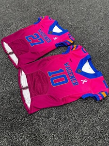 Camiseta de fútbol americano transpirable 100% poliéster con estampado por transferencia térmica, camisetas de concienciación sobre el cáncer, colores personalizados, sublimación - Product Image 2