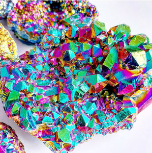 Torre de amatista drusa de cuarzo natural, Cuarzo Natural, gran angular, aura, de cristal crudo, verde y azul - Product Image 3