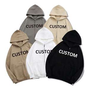 2024 Customล้างZip Up Hoodieขนแกะภาษาฝรั่งเศสคําTerry Unisexธรรมดาเปล่าสีทึบSweatshirt Double Layer Hoodiesสําหรับชาย - Product Image 1