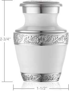 Urnes de couleur blanche pour cendres humaines Mini souvenir Ensemble de 4 Mini urnes blanches et argentées avec étui en velours - Product Image 4