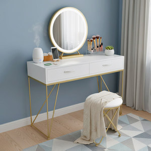 Modern BTD68053 Bronze Gold V-Shaped Dressing Table and Chair Set with Lighted <b>Mirror</b> Featuring a Bedroom <b>Panel</b> Design - Product Image 2