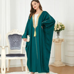Abaya sur mesure pour femmes de Dubaï, vêtements islamiques élégants, travail de ruban doré, KAFTAN MAJU OE, vêtements musulmans traditionnels décontractés et respirants - Product Image 2
