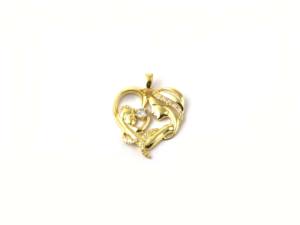 <b>Mother</b> and Child Pendant 925 Sterling Silver Heart 14k Gold Plated Pendant Handmade <b>Mothers</b> Day Gift - Product Image 2