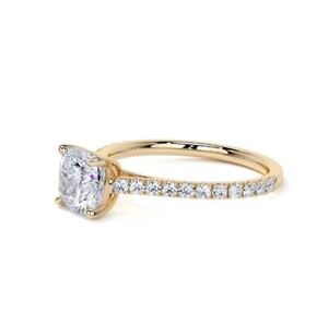 10k Yellow Rose White Gold Plated Wedding & Engagement Ring <b>Cushion</b> Cut Lab Grown Diamond IGI Certified for Party - Product Image 4