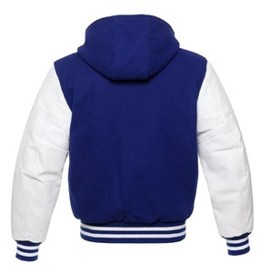 Nueva Chaqueta Universitaria de Lana Azul Rey con Capucha, Mangas Largas, Cuello Alto, Estilo Urbano, MOQ Bajo 2026 - Product Image 3