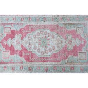 Tapis turc vintage, petit tapis de 1,7 x 3,4 pieds, tapis patchwork rouge et vert - Product Image 5
