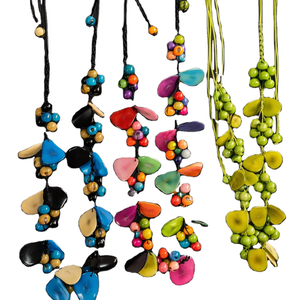 Handmade Tagua Teardrop <b>Necklace</b> Eco-Friendly Fashion <b>Statement</b> Jewelry with Vegetable Ivory Beads in Elegant Color Designs Gift - Product Image 1