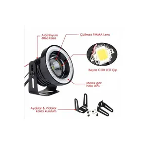 Système d'éclairage universel 89mm Ice Blue Angel Fog LED Phare Moto Compatible avec le brouillard et les phares - Product Image 5